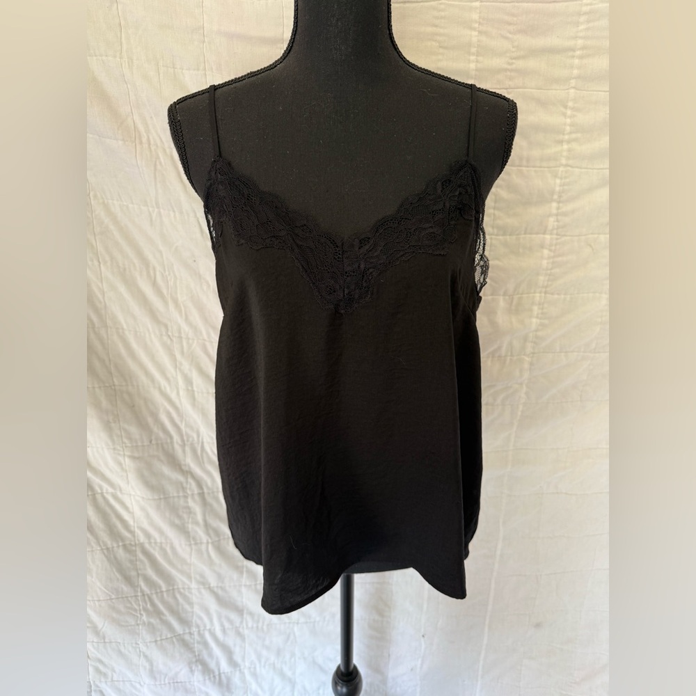 H&M Black Lace-Trim Spaghetti-Strap Camisole